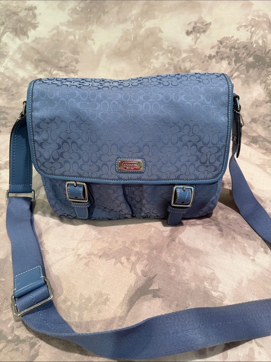 Coach Other - Coach Blue Signature Messenger Bag with Buckle Detail